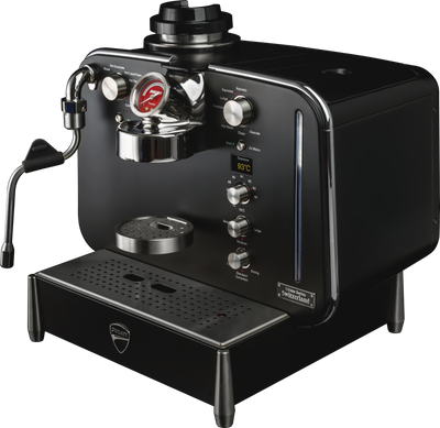 Barista M3 in black viewed from above right with the water tank cap on top